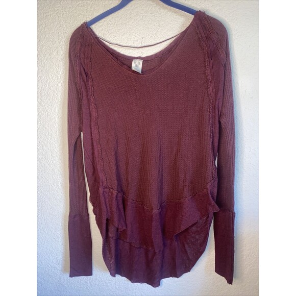 Free People Laguna Waffle Knit Thermal boho long sleeve hippie soft xs - Picture 1 of 12